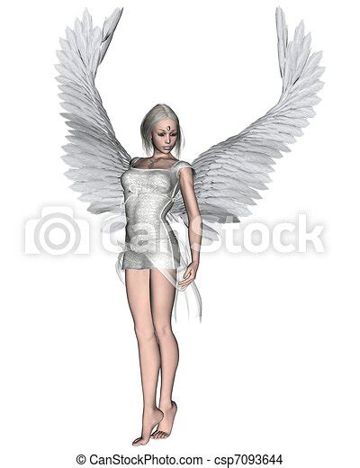 Dessin ange sur papier ligné. Dessin de blanc, ange - femme, ange, dans, a, blanc, robe ...