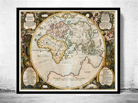 Old World Map 1652 Antique World Map Vintage Maps And Prints