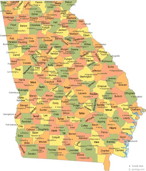 Georgia County Map List Of Counties In Georgia And Seats C0a