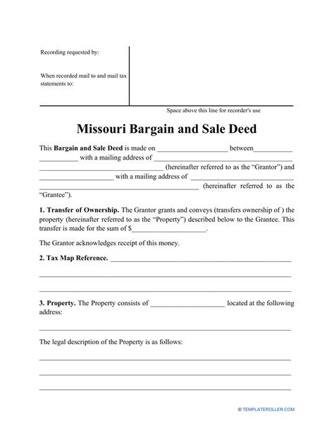 Missouri Bargain And Sale Deed Form Fill Out Sign Online And