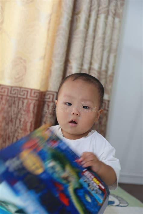 Asia Chinese Adorable Cute Toddler Happy Baby Boy Son Smile Reading
