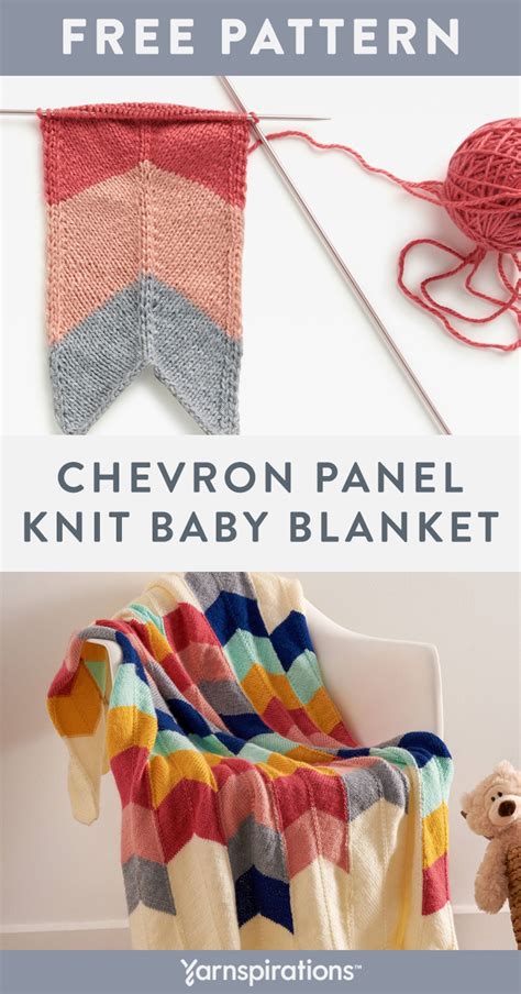 Free Chevron Panel Knit Baby Blanket Pattern Using Bernat Softee Baby