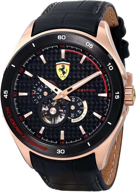 Ferrari Mens Gran Premio 0830108 Black Leather Automatic Watch