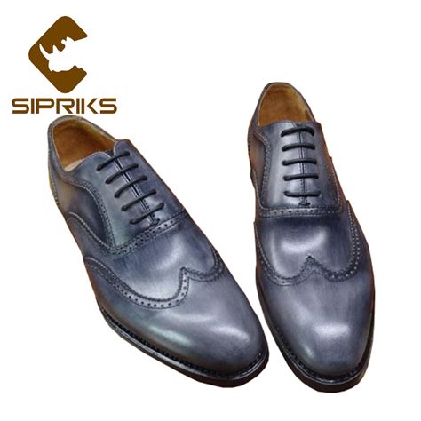 Sipriks Patent Leather Blue Black Dress Oxfords Boss Men Business