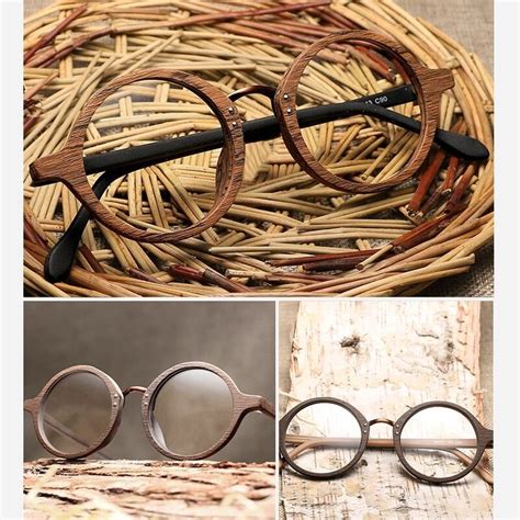 Hdcrafter Unisex Full Rim Round Wood Frame Eyeglasses Lhb028 Wood Frame Eyeglasses Wood