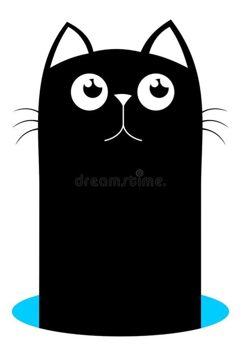 Cool Black Cat Head Face Black Silhouette Looking Up Kawaii Animal