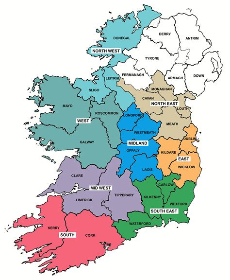 Regions Of Ireland Map World Map Region