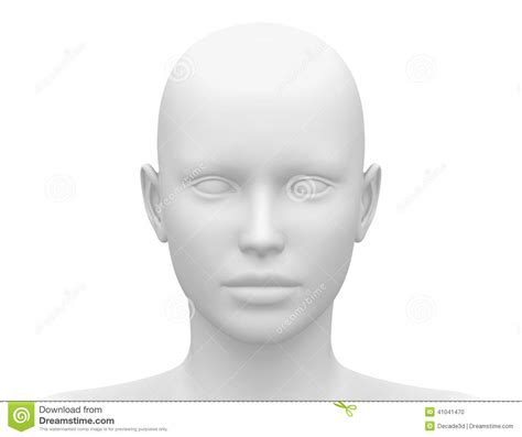 Blank White Female Head Front View Stock Illustration