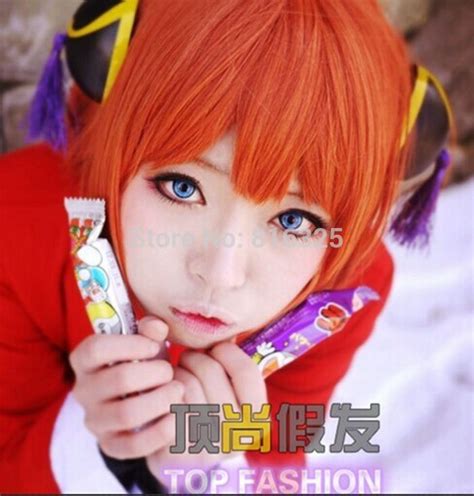 Dm690026 Gintama Kagura Cosplay Short Orange Hair Cosplay Costume Party