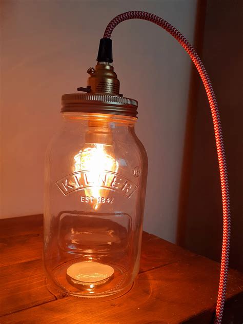Mason Jar Light Table Lamp With Edison Bulb Etsy