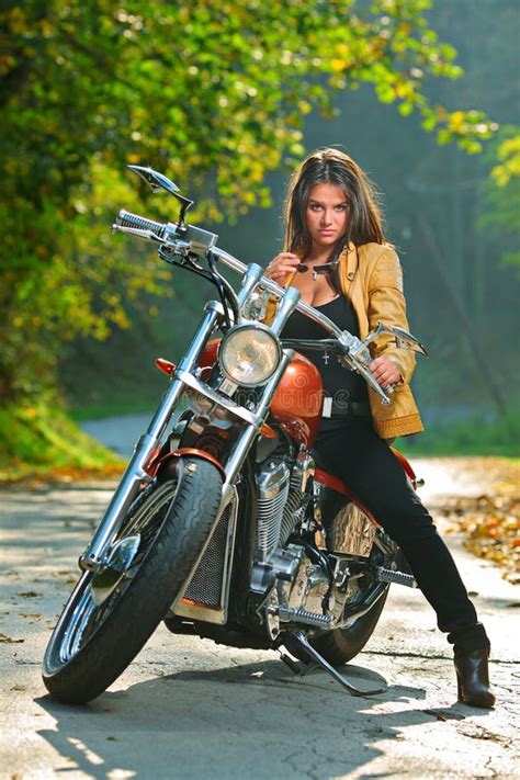 Biker Girl On A Motorcycle Stock Photo Image Of Jacket 6950288