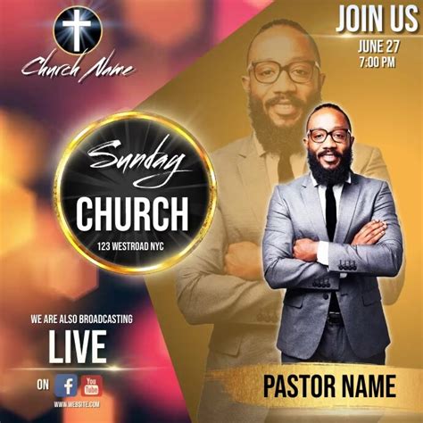 Church Sunday Service Ad Social Media Post Template Postermywall