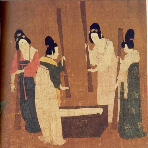 Scroll Painting Showing Different Aged Women At Work By Zhang Xuan