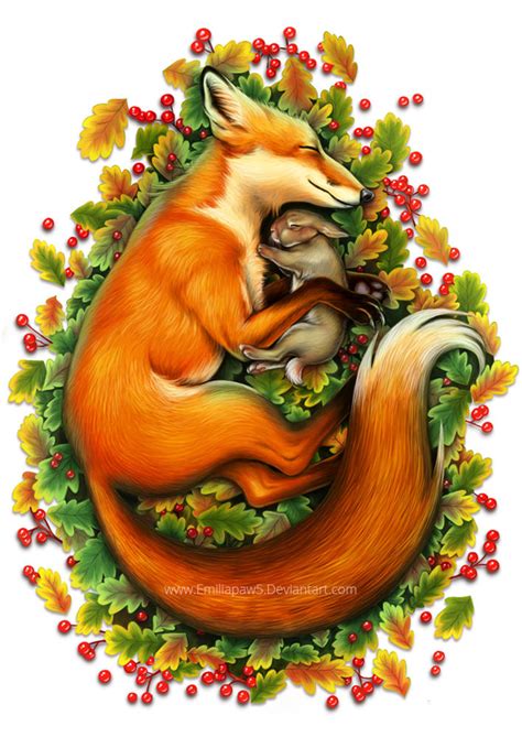 Fox And Sleeping Bunny By Emiliapaw5 On Deviantart