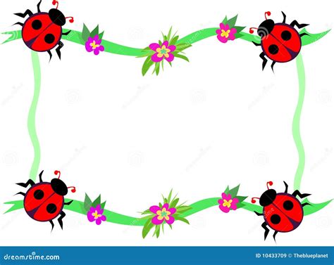 Frame Of Red Ladybugs And Flowers Royalty Free Stock Images Image