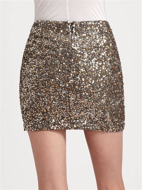 Vince Sequined Mini Skirt In Gold Metallic Lyst