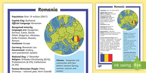 Romania Fact File Teacher Made