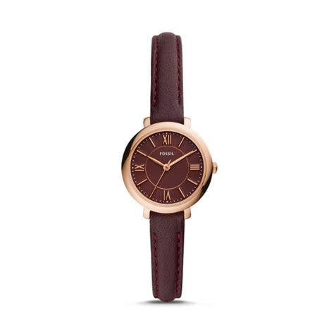 Jacqueline Mini Three-Hand Fig Leather Watch | Watches women leather, Fossil leather watch, Leather