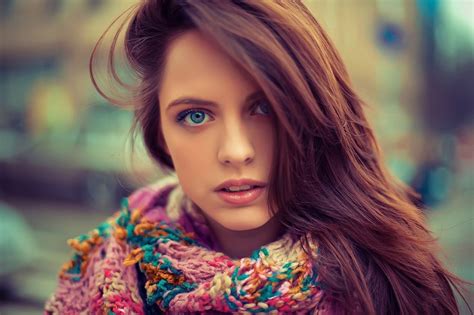 Wallpaper 1920x1280 Px Blue Eyes Face Girl Hair Portrait Pretty Scarf 1920x1280