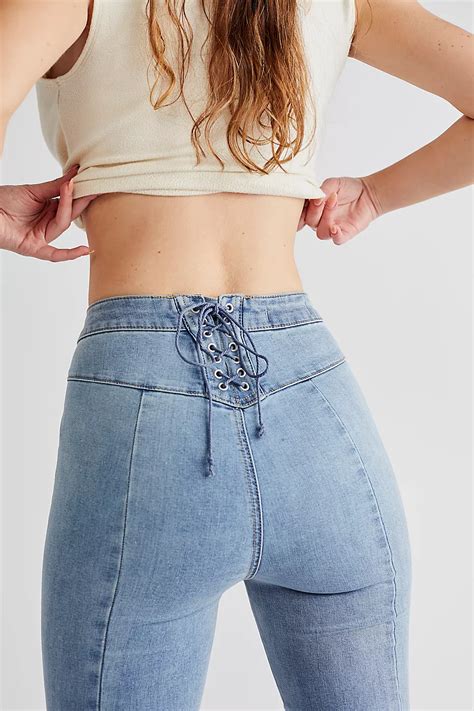 Crvy Super High Rise Lace Up Flare Jeans In 2022 Flare Jeans Dressed