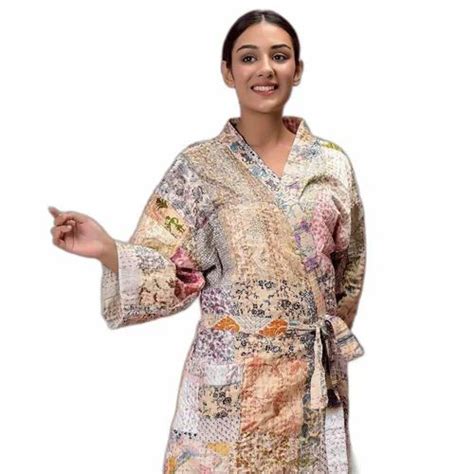 Silk Patchwork Kantha Jacket Patchwork Sari Kantha Quilted Kimono Robes