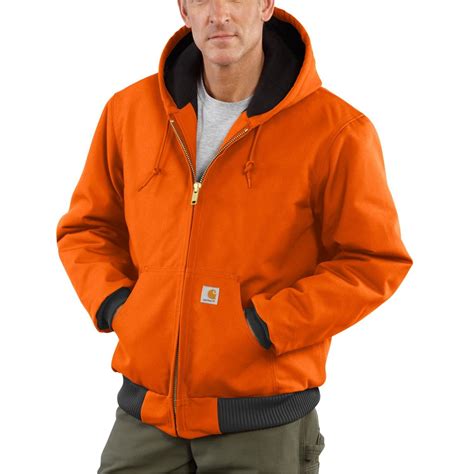 Carhartt Quilted Flannel Lined Duck Active Jacket In Orange For Men Lyst