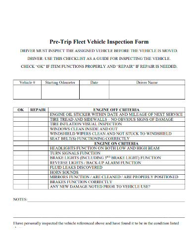 Fleet Vehicle Inspection Checklist Template Sample Geneevarojr Gambaran