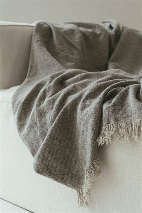 Grey Linen Throw Linen Throw Blanket Light Grey Throw Etsy