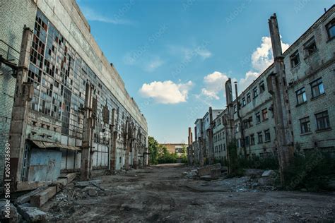 Apocalyptic Concept Abandoned City Background Ruined Buildings Decay