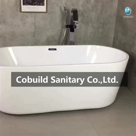 White Bath Tub Bathroom Plastic Oval Glossy Bathtub Freestanding 150cm