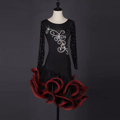 Buy 2017 New Womenadultlady Latin Dance Dress Customize Size Rhinestone Black