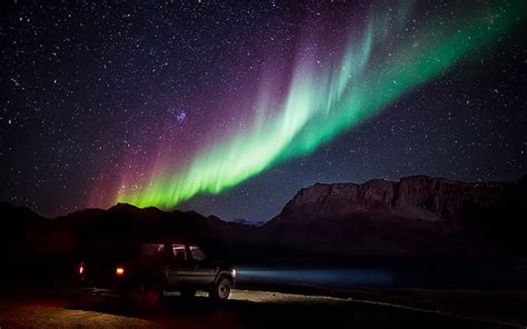 Hd Wallpaper Aurora Borealis Northern Lights Lake Reflection Stars