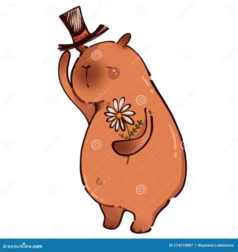 Capybara Welcomes You Welcome Cartoon Capybara Funny Animal Stock