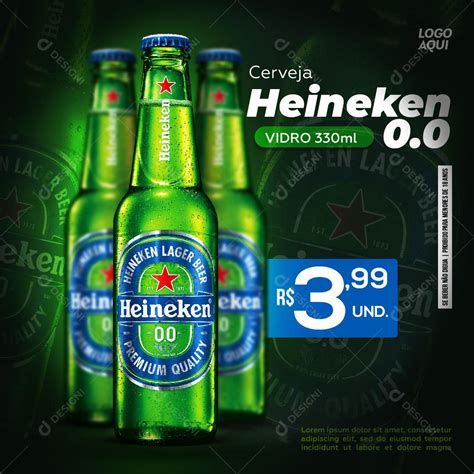 Post Feed Distribuidora Bebida Cerveja Heineken Social Media PSD Editável download Designi