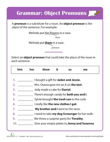 Help your child with his grammar skills with this printable worksheet that focuses on using end punctuation. Grammar Basics: Object Pronouns | Adjetivos, Educacion ...