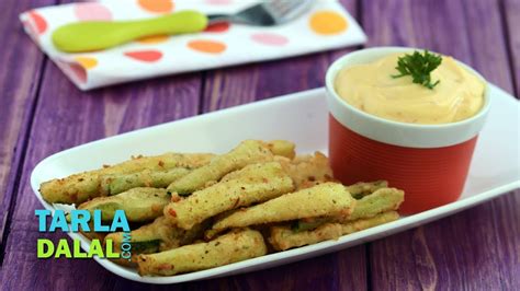 Zucchini Fritters With Spicy Mayo Dip By Tarla Dalal Youtube