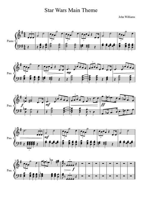Free sheet music preview of star wars (main theme) for piano solo by john williams. Star Wars Main Theme from musescore.com | Piano sheet music, Violin music, Piano music