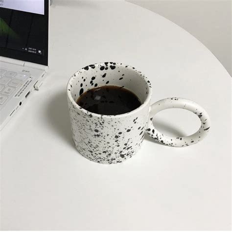 Pretty Home Cafe Marble Mug Cup Ring Handle Porcelain Coffee Etsy