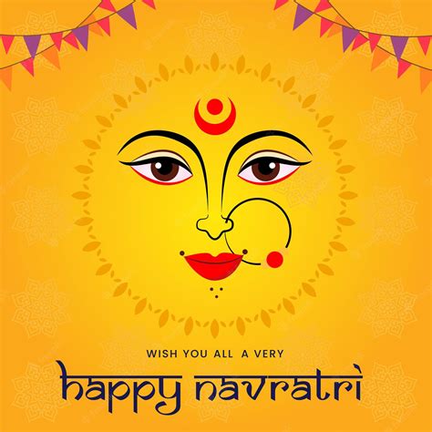 Premium Vector Happy Navratri Celebration Poster Or Banner Illustration Of Goddess Durga Face