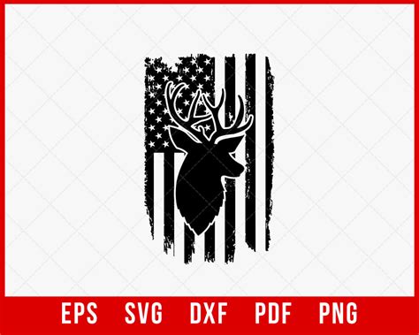 American Flag Buck Hunting Svg Cut File Creative Design Maker