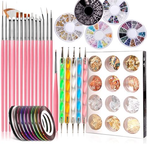 Wofair Nail Art Kit Nail Design Kit With 15 Brushes 5 Dotting Pen 10