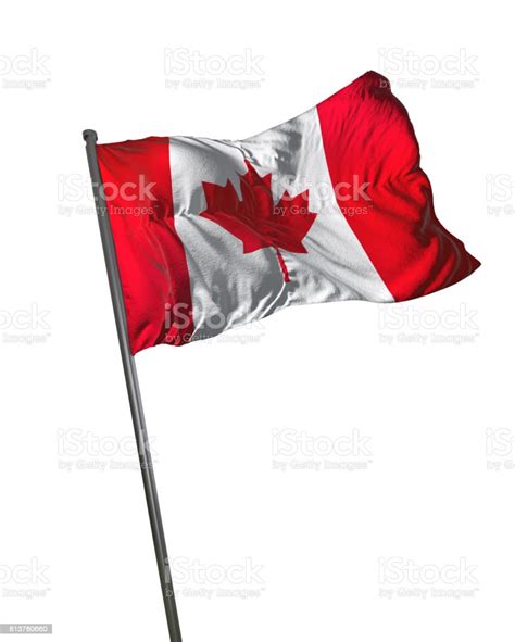 Kanada Fahne Schwenkte Isoliert Auf Weißem Hintergrund Portrait