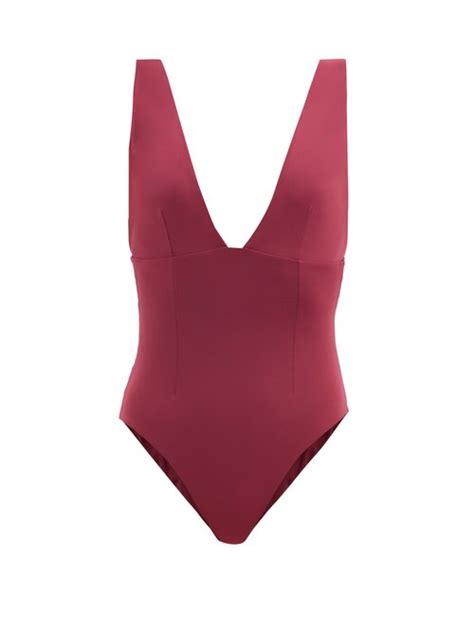 haight raquel v neck jersey swimsuit burgundy beachwear coshio online shop