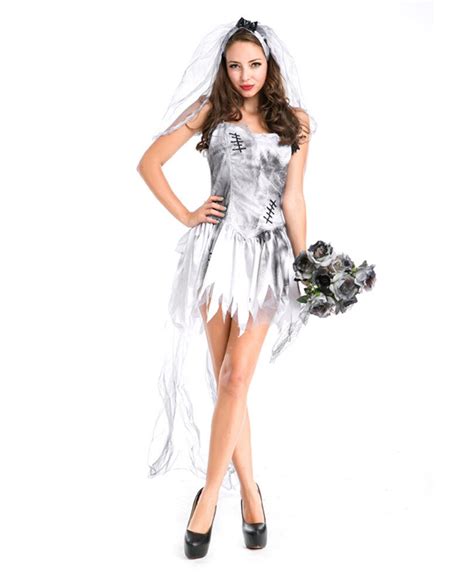 New Horror Female Dark Vampire Ghost Bride Costume Halloween Cosplay Vampire Zombie Carnival