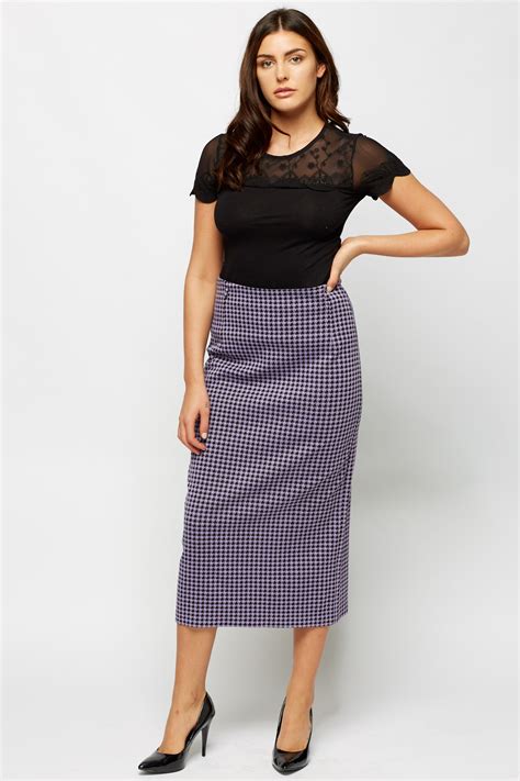 Houndstooth Pencil Maxi Skirt Just 6