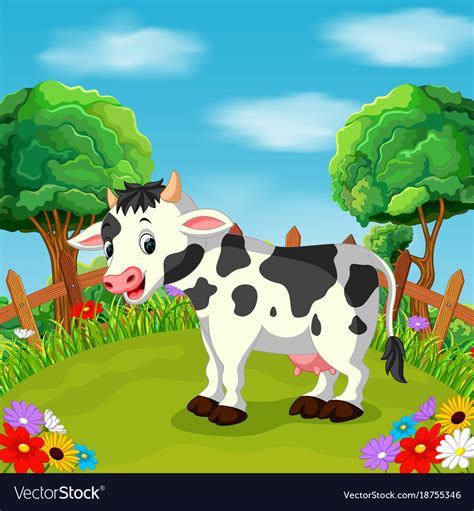 Cartoon Happy Cow Smile In The Farm Royalty Free Vector