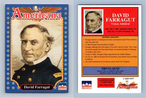 David Farragut 197 Americana 1992 Starline Trading Card