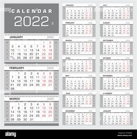 Calendario 2022 Calendario Trimestral Del Muro Con Números De Semana