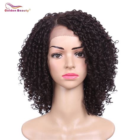 14inch Short Hair Kinky Curly Wig Synthetic Lace Front Wig African