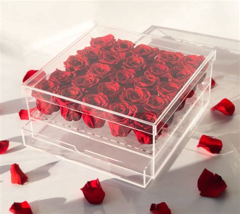 Acrylic Rose Box 25 Real Roses That Last For A Year Also Etsy
